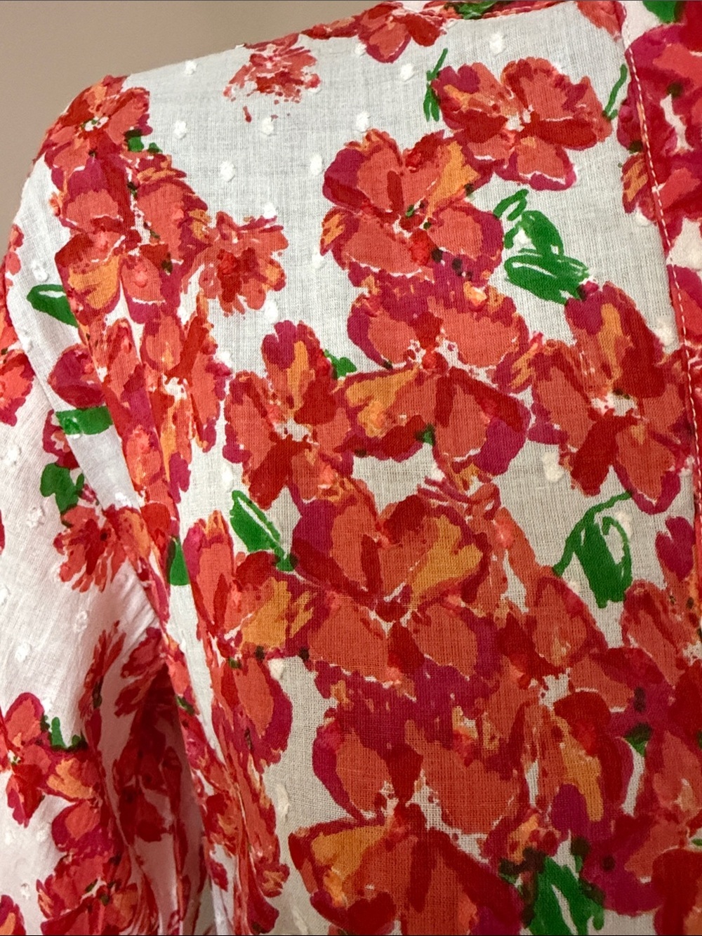 Red Floral Tie-Waist Mini Dress - Picture 2 of 13